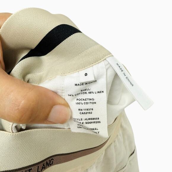 Helmut Lang Pull On Stretch Cargo Pants Beige Linen Cotton Size 0 - Picture 11 of 11